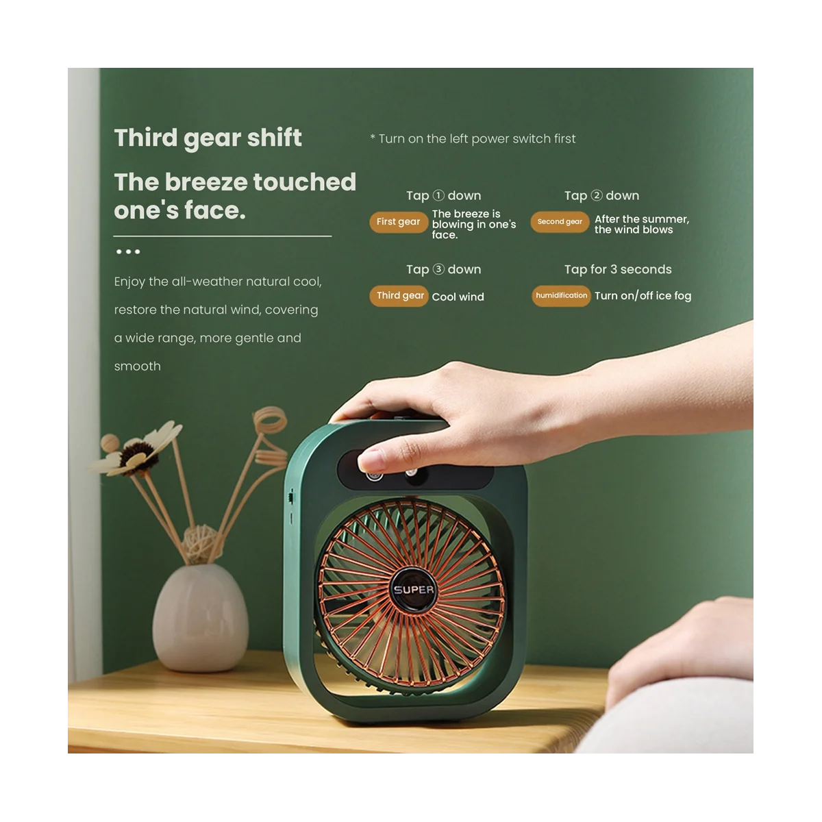 Ventola di condizionamento ventola di nebulizzazione da scrivania raffreddamento umidificatore ricaricabile USB ventola di spruzzo portatile con 3 velocità del vento per la casa A