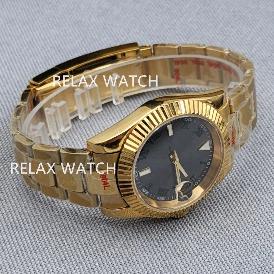 39MM Sapphire Glass PVD Gold Stainless Steel Watch Japanese NH35 Automatic Mechanical Movement