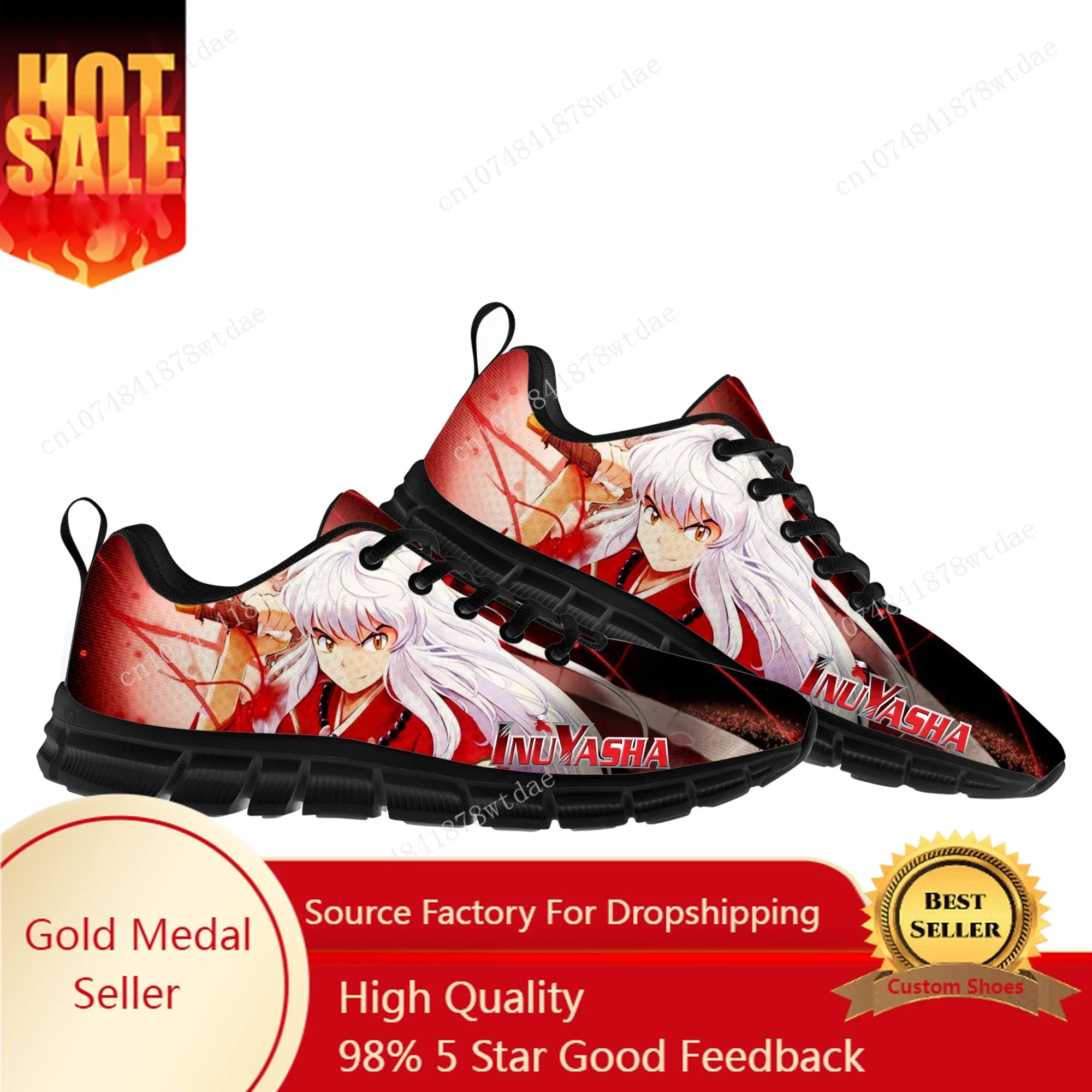 Inuyasha-Zapatillas deportivas de Anime japonés para hombre y mujer, deportivas de Manga con dibujos animados, calzado personalizado de alta calidad para niños y adolescentes