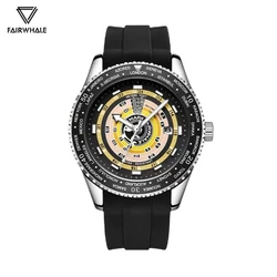 Mark Fairwhale World Time Watch for Men Top Sale Unique Desingn Luminous Quartz Wristwatch Fashion Business Silicone Strap ClocK