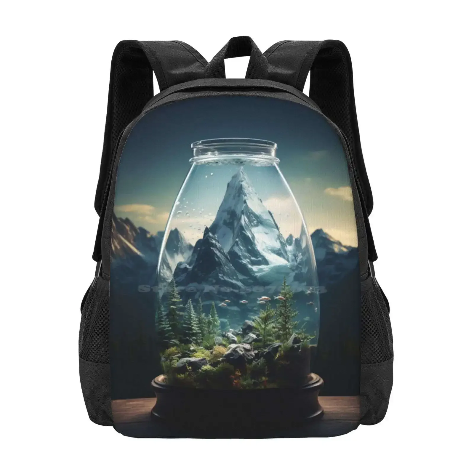 

The Alpine Aquarium Hot Sale Schoolbag Backpack Fashion Bags Matterhorn Alps Switzerland Fish Artificial Intelligence