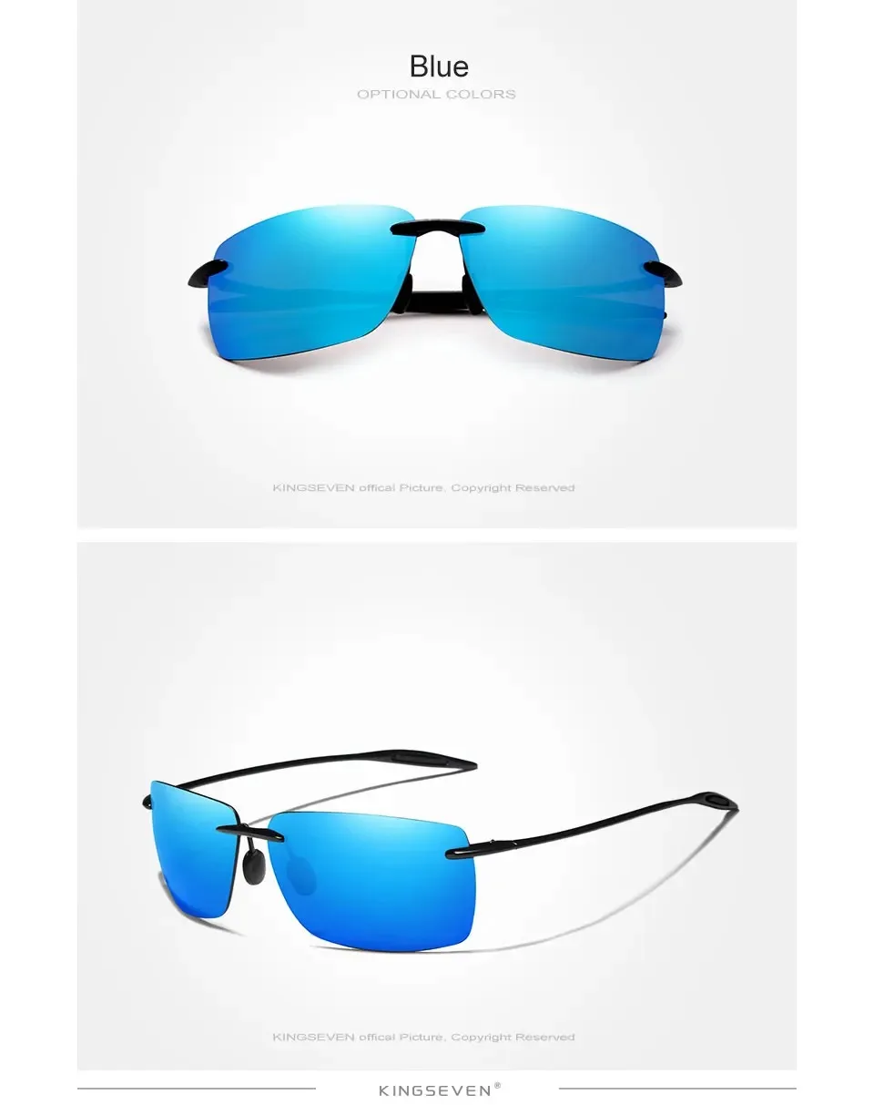 KINGSEVEN Randlose Sonnenbrille Polarisierte Rechteck Mode Beliebte UV400 Frauen Männer Kleine Quadratische Gläser Weiblich Männlich Sommer Brillen – Detail 6