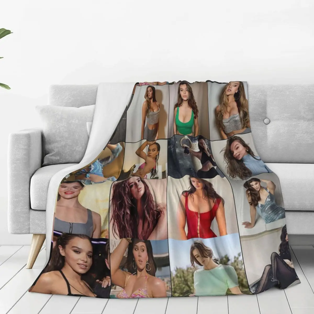 Hailee Steinfeld Photo Collage Blankets Flannel Warm Sofa Throw Blankets For Home Bedroom Office Throws Bedspread Quilt