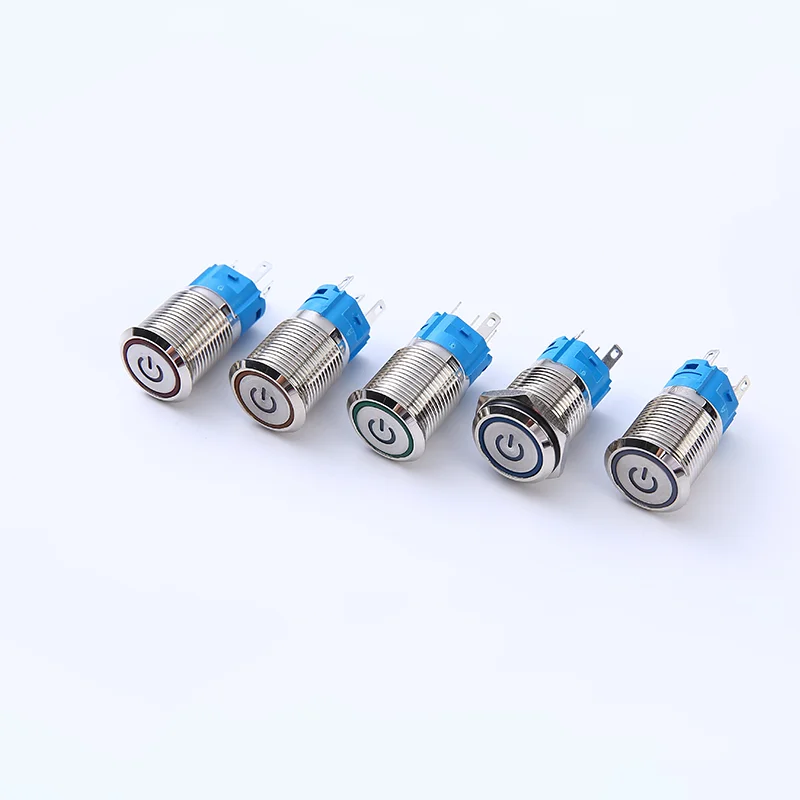 زر معدني برمز يعمل بالطاقة المعدنية مع إضاءة ، زر مقاوم للماء ، إعادة الضبط الذاتي ، مفتاح القفل الذاتي ، تعديل السيارة ، 16 #1