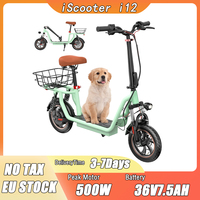 iScooter i12 Electric Scooter With seat And basket 12 Inch 500W Foldable Kick eScooter 36V 7.5Ah Max Range 35km Mobility Scooter