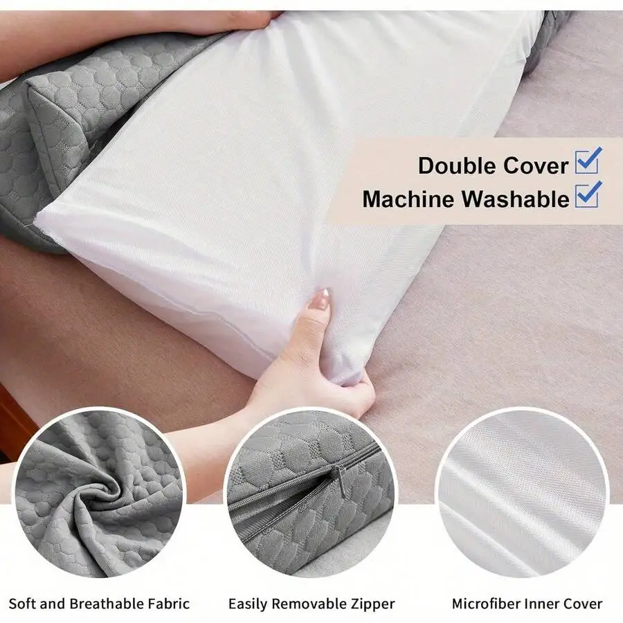Bed Wedge Pillow - Bed Gap Filler Mattress Wedge Headboard Pillow Close The Gap 0-7' Between Your Headboard And Mattress Or Wall