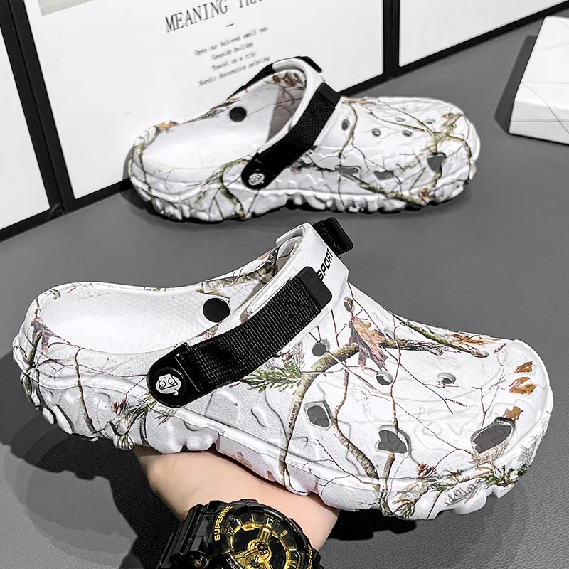 Herren-Hausschuhe, Hochwertige Klassische Outdoor-Anti-Rutsch-Gartenschuhe, Leichte Modische Freizeitsandalen für Männer mit Plateau-Sohle