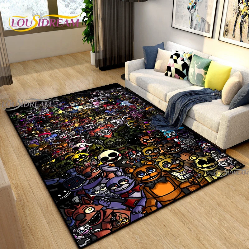 Cartoon Horror Bear Night Game NonSlip Area Rug for Living Room,Bedroom,Playroom,Kitchen Prayer Floor Mat Home Decor Rug Gift