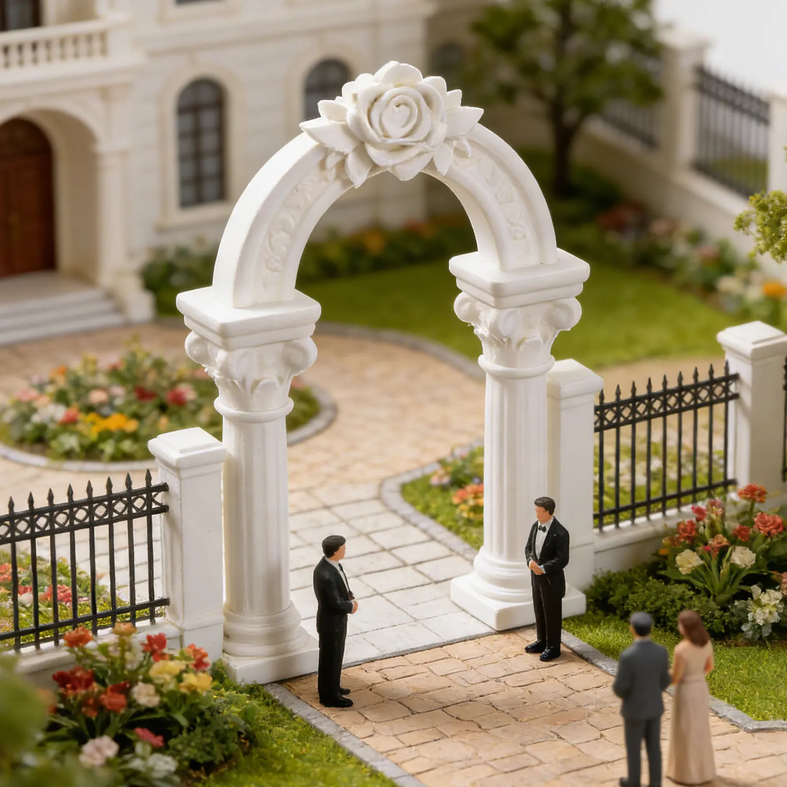 

European Roman column arched door Miniature Arch Sculpture Archway model Tabletop Gaming Terrain Props Fairy Garden Pathway deco