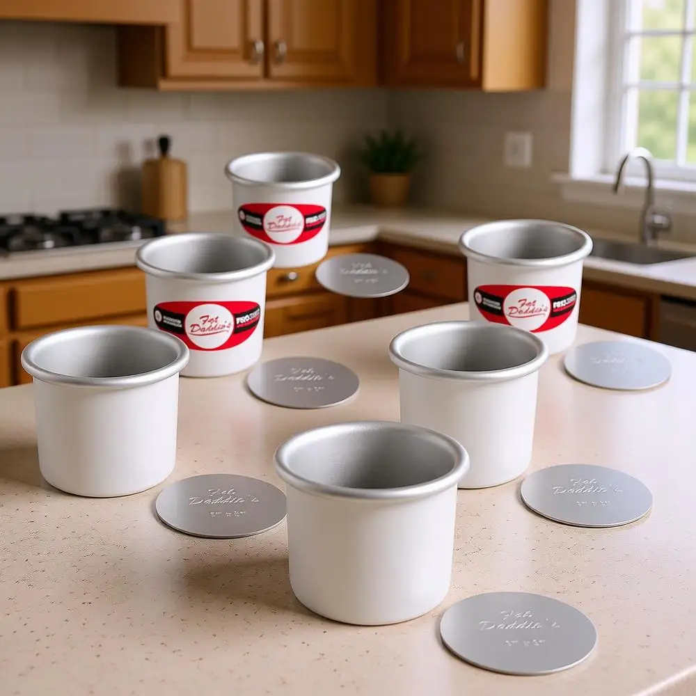 

6-Piece Anodized Aluminum Round Cheek Pan Set, 3 Diameter