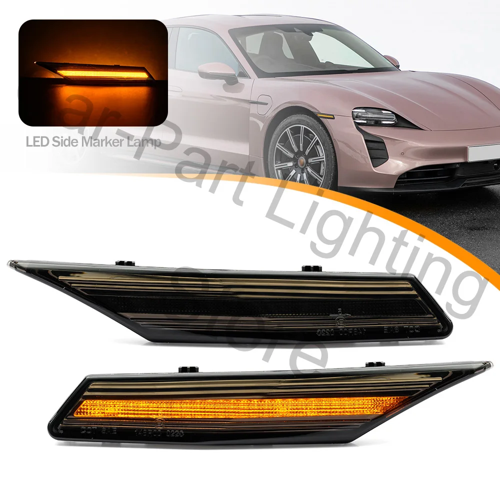 

2Pcs LED Smoke Side Marker Lights Fender Turn Signal Lamp For 2020+ Porsche Taycan Sedan