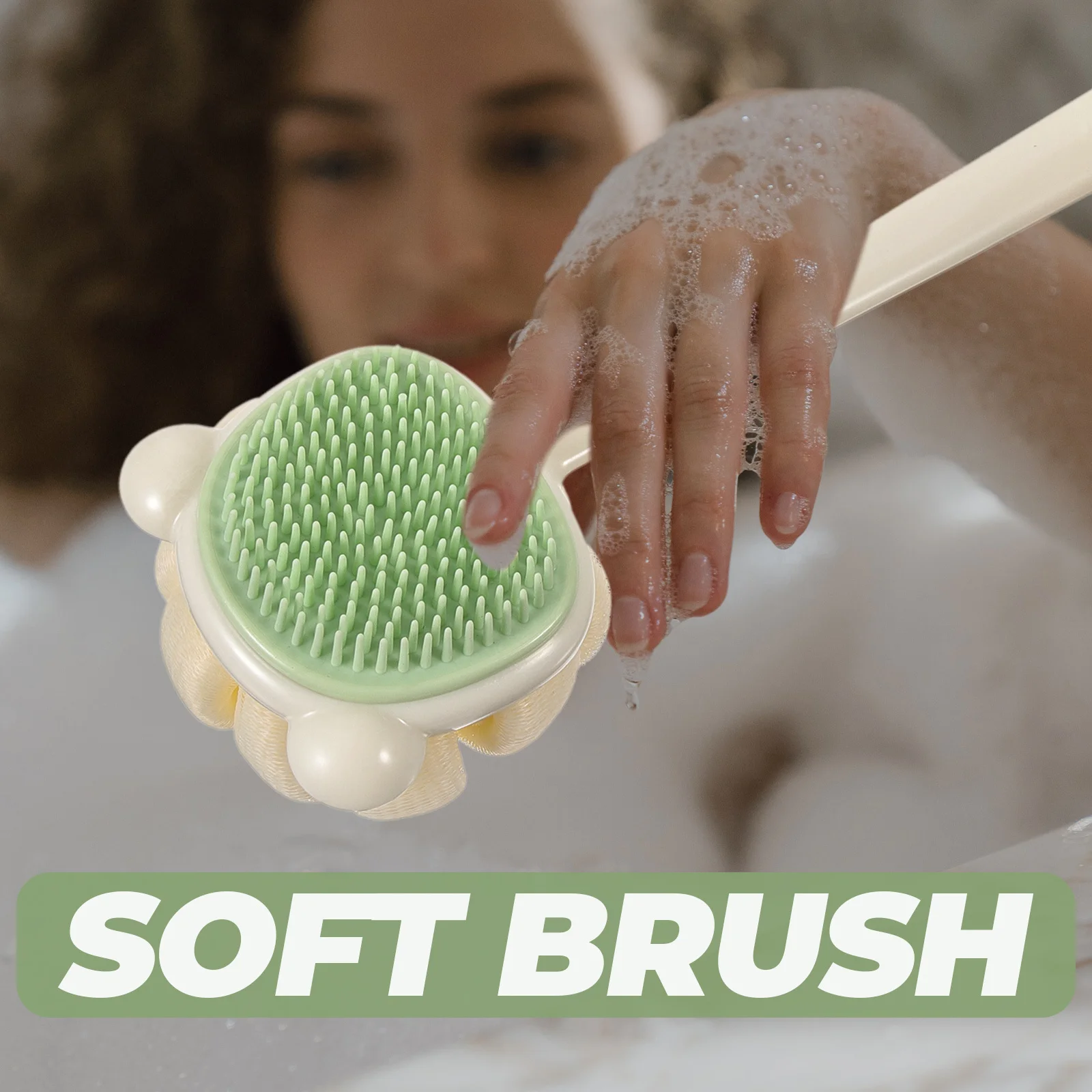 

Bath Scrubber with Long Handle Soft Bristle Back Brush for Shower Body Cleaning Gentle Exfoliating Bath Brush for Men Women