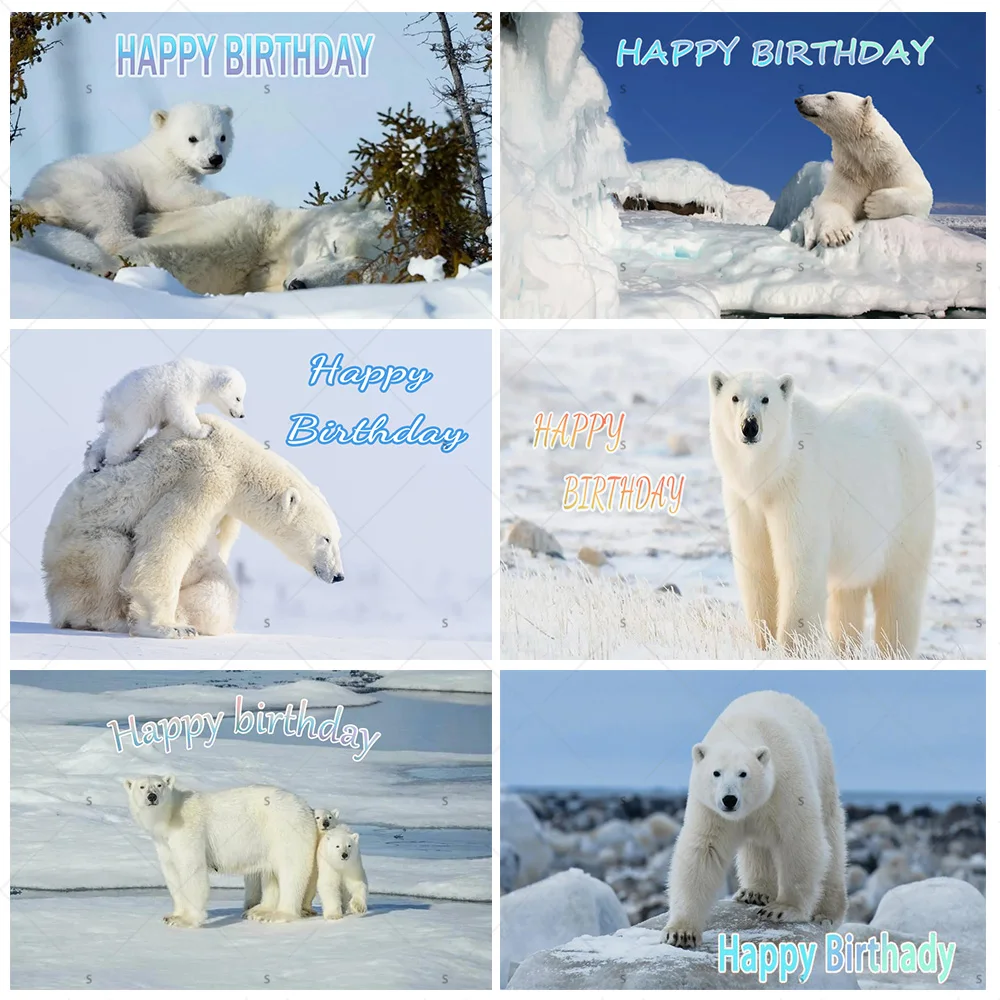 

Winter Arctic Fox Polar Bear Photography Background Supplies Ice Snow Birthday Party Decor Backdrop Banner Photo Shoot Props ﻿