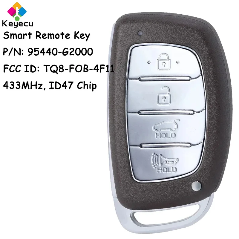 KEYECU Smart Remote Control Car Key With 4 Button 433MHz ID47 Chip for Hyundai Ioniq 2017 2018 2019 Fob 95440-G2000 TQ8-FOB-4F11