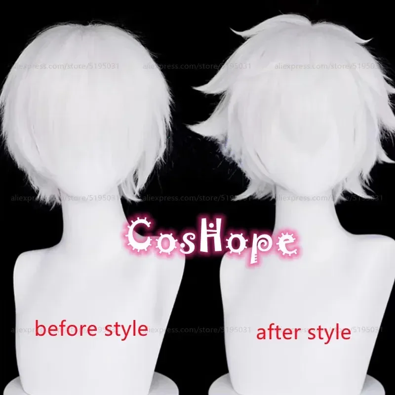 لو غوانغ 36 سنتيمتر قصيرة مجعد Kaneki كين الفضة الأبيض شعر مستعار أنيمي تأثيري الباروكات مقاومة للحرارة مزامنة ؛ 3 ، c'5.b ؛ 8' #1