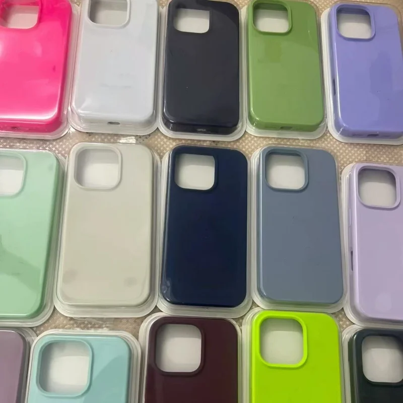 Coque en silicone liquide pour iPhone 17 16 Pro Max 13 15 14 12 Pro, étui souple avec boîte pour iPhone 16 17 13 11 12 14 15 Pro Max