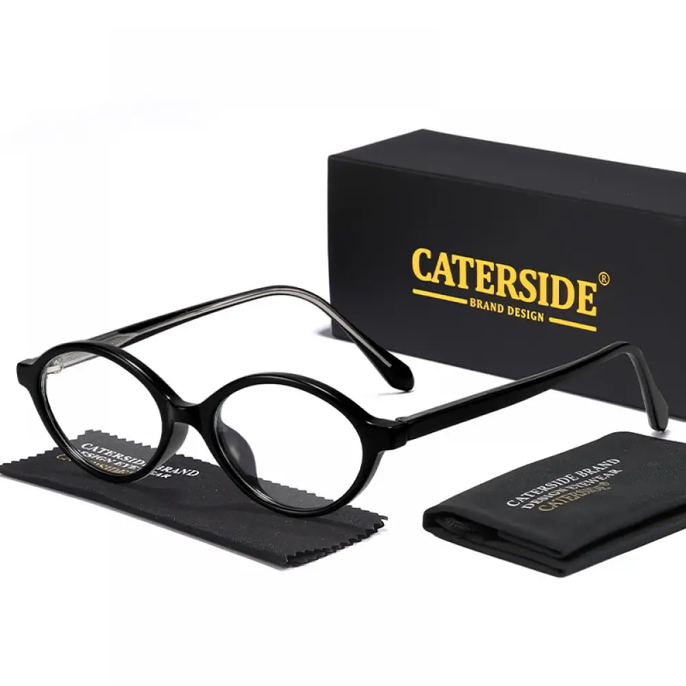 CATERSIDE Neue Retro Anti-Blaulicht-Brille für Damen und Herren, Tr-90 Ovaler Rahmen, Flache Gläser, Modische und Künstlerische Dekorationsbrille – Detail 9