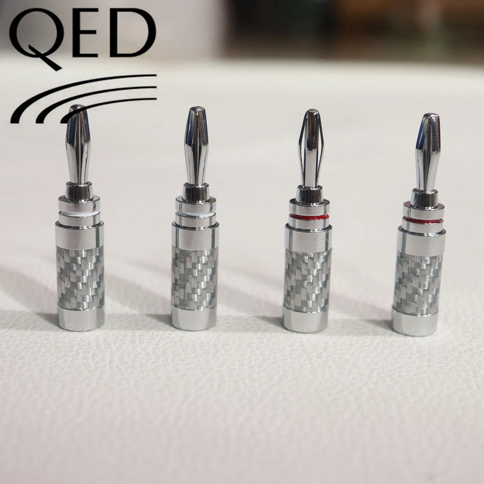حقيقي QED الموز التوصيل غير المغناطيسي لا لحام الفضة ألياف الكربون الروديوم مطلي موصل HIFI مكبر صوت كابل محطة #3