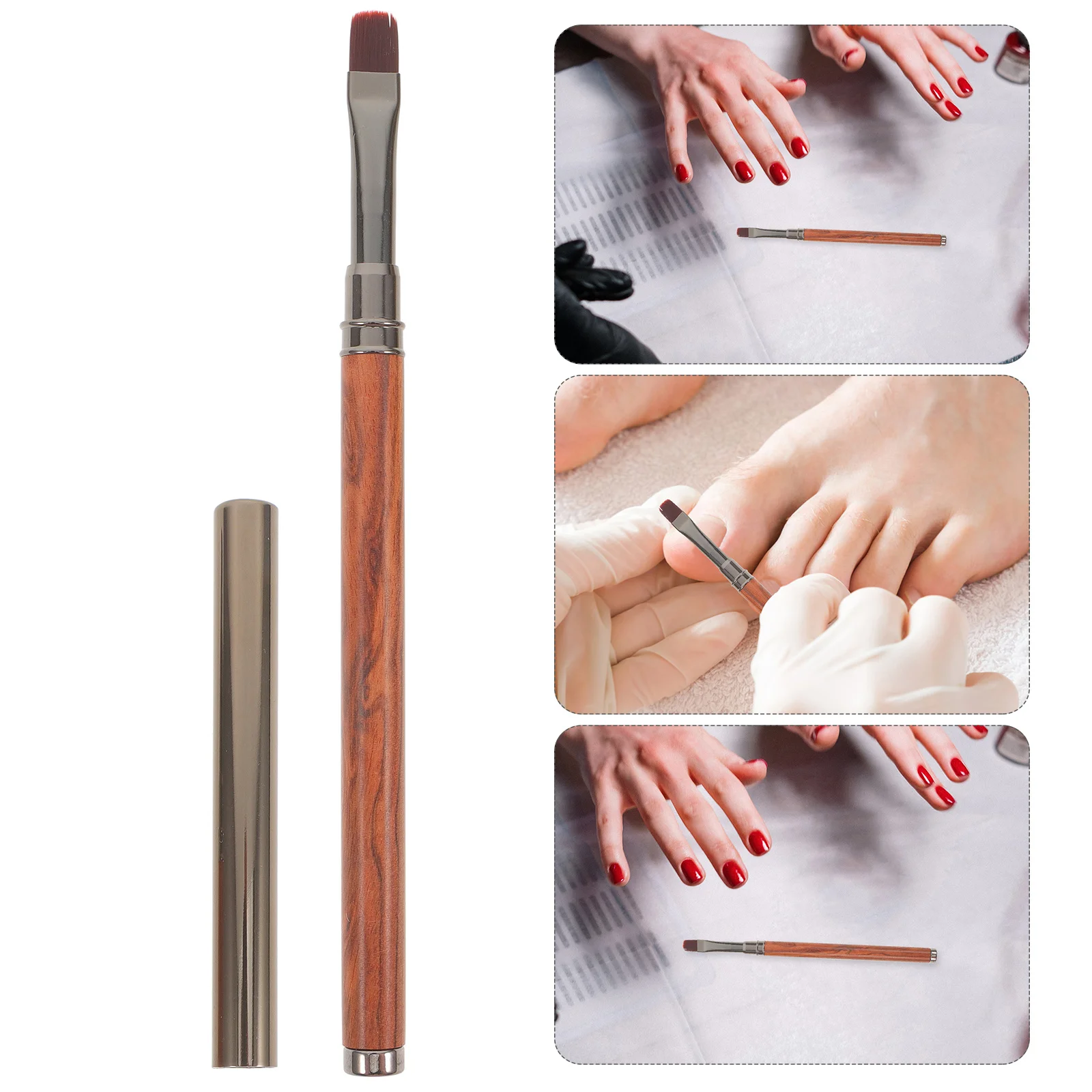 

Cat Eye Tools for Nails Dual-Ended Nail Liner Brush Comfortable Grip Precise Application Stylish Wooden Handle Efficient