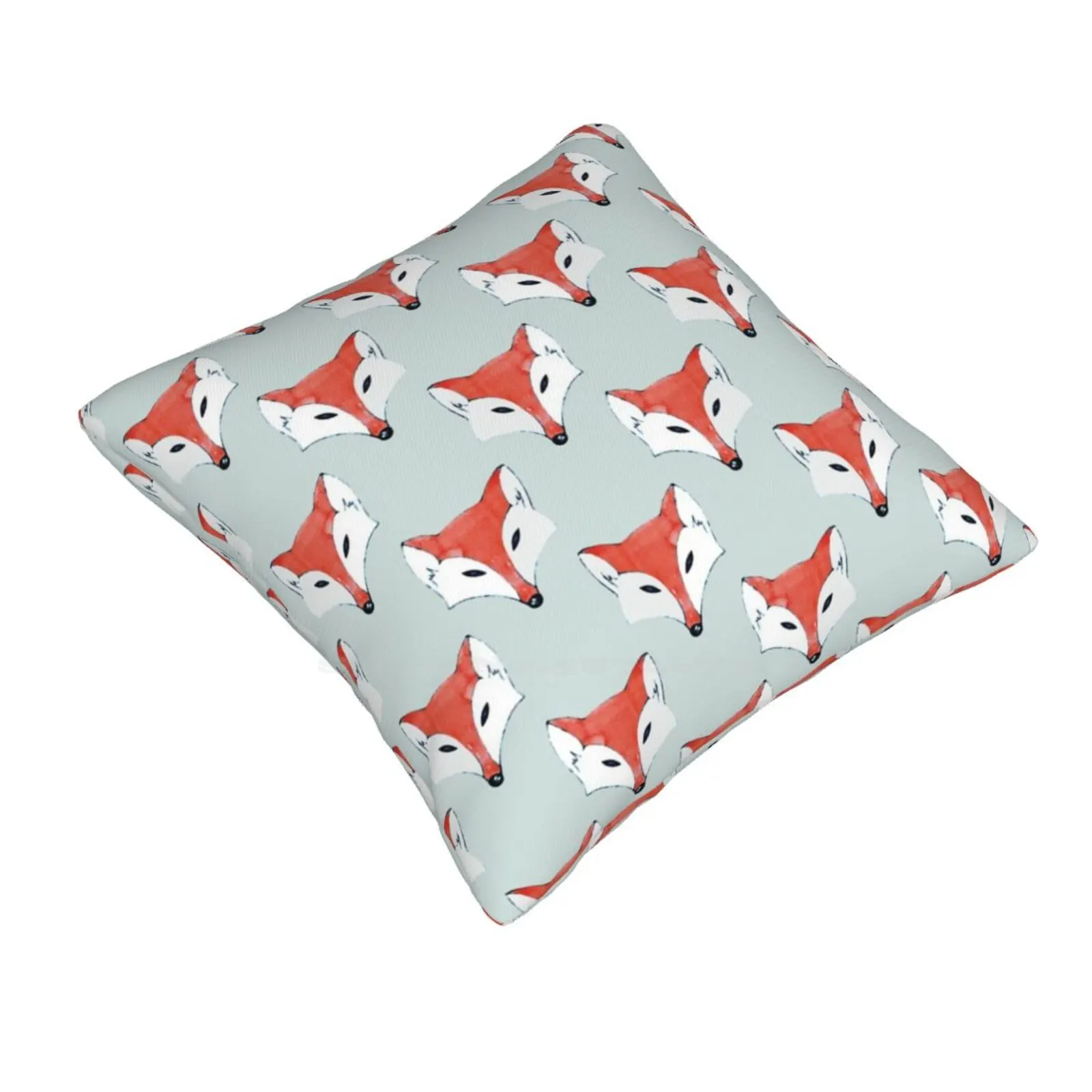 Fox Pattern On Sage Pillowslip Pillowcase Foxes Cartoons Red Orange Mint Sage Green Pale Pastel Painted Texture Patterns Cute