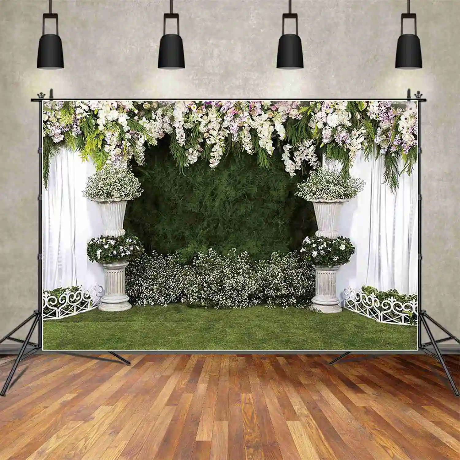 MOON.QG Wedding Arch Draping Fabric Photobooth Backdrop Lawn Flower Grass Wall Photo Background Photography Studio Accessories