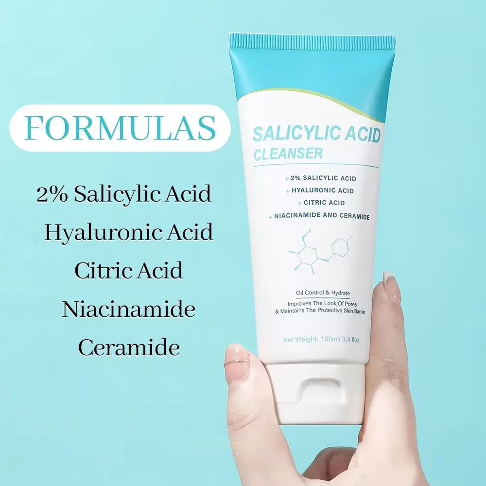 Salicylic Acid Acne-Clearing Face Wash Deep Cleansing Oil-Control Brightening Niacinamide Facial Cleanser with Amino Acids 100ml