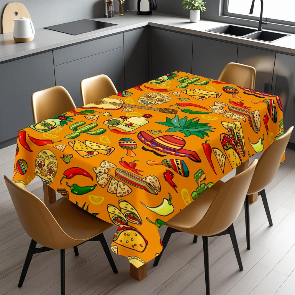 Vibrant Fiesta Taco Fiesta Tablecloth Waterproof Kitchen Dining Table Cover for Party Decor
