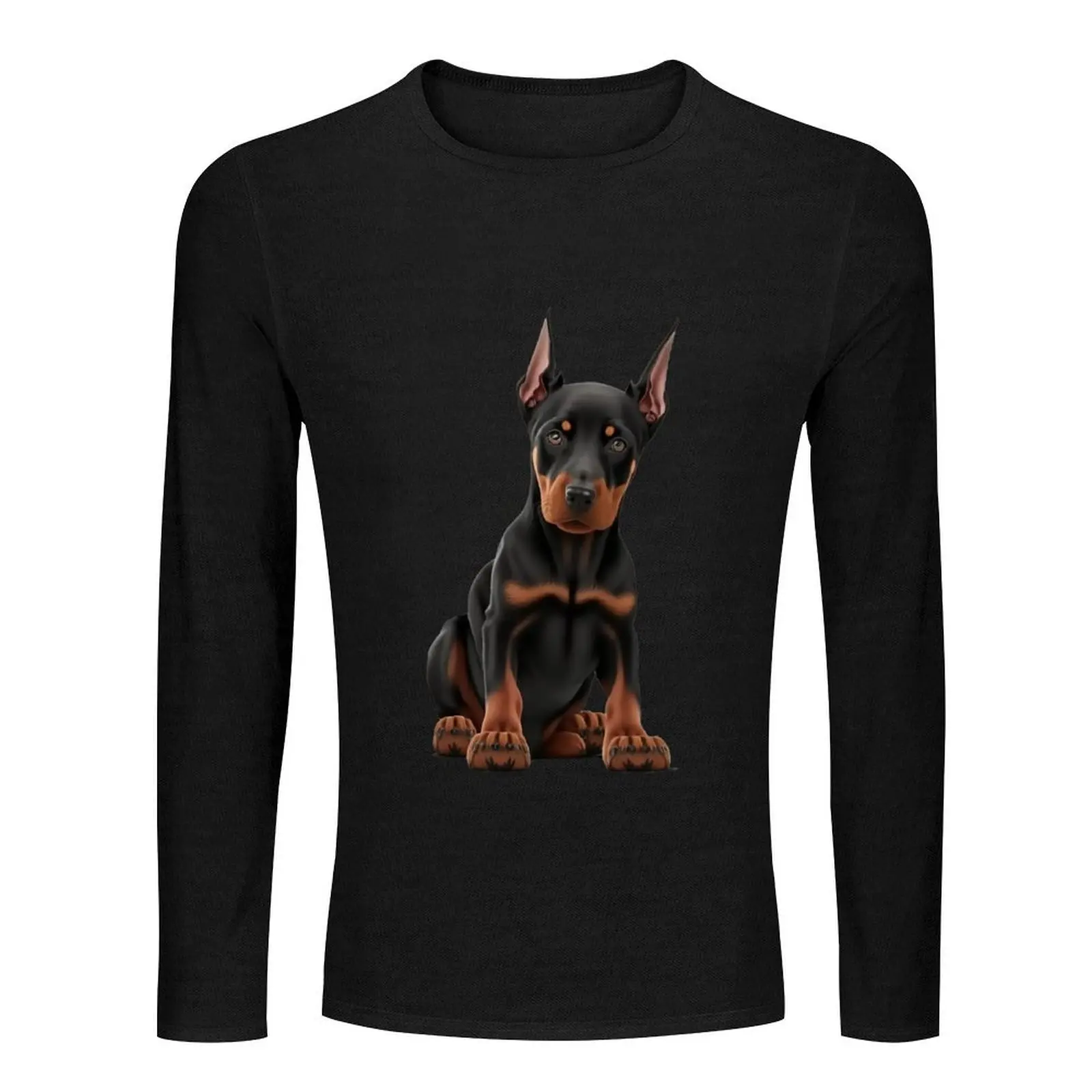 Doberman dog puppy cartoon Long T-Shirt custom t shirt mens big and tall t shirts