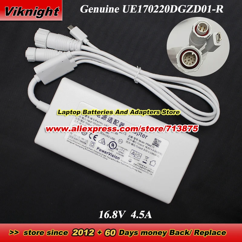 White Genuine 16.8V 4.5A PRAIC10 AC Adapter Power Vision UE170220DGZD01-R Power Supply for Underwater Robot Charger