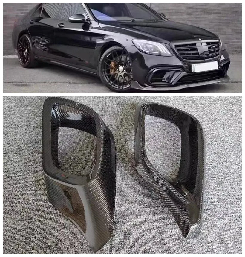 For Benz S Class W222 S63 S65 2018-2022 Real Carbon Fiber Tuyere Spoiler Full Body Kit