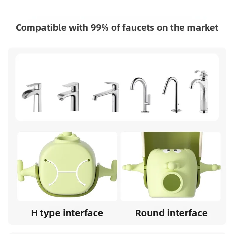 Kids Faucet Extender, 45° Temperature Sensing Silicone Water Guide, Cartoon Anti-Splash Hand Washing Sink Extension