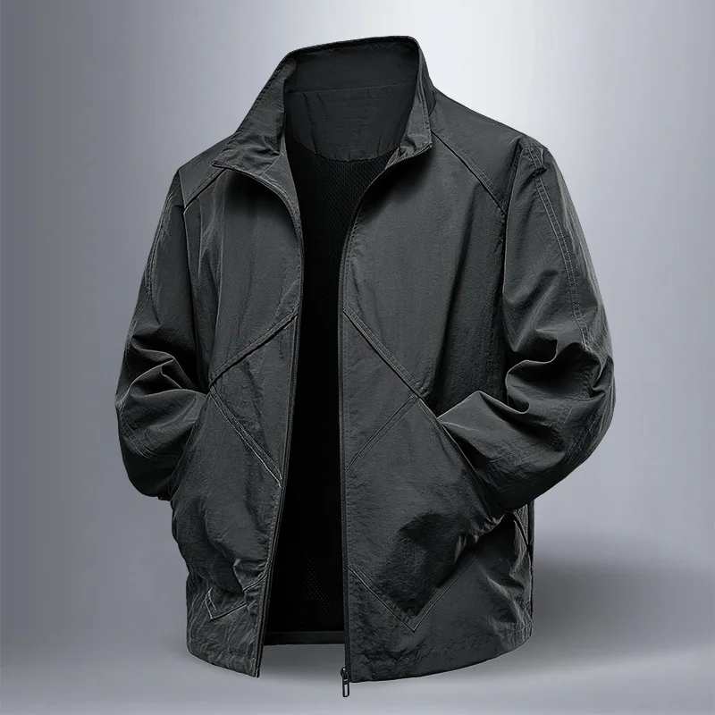 Lightweight Stand-up Collar Jacket Men's Autumn Windproof Waterproof Soft Shell Jacket Loose Retro Sports American Workwear Coat