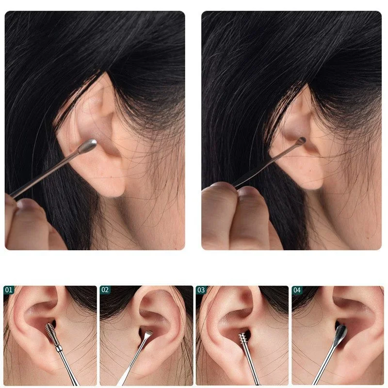 6pcs/set Earpick Sticks Earwax Remover Curette Ear Pick Cleaning Ear Cleanser Spoon Protector Ear Picker Wax Removal Tool