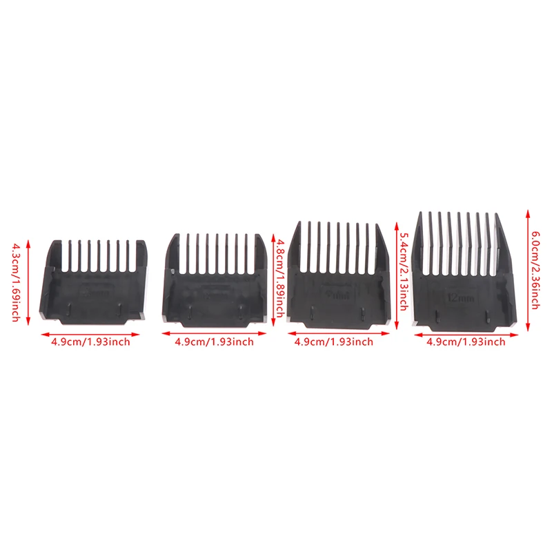 범용 컷 클리퍼 리미트 빗 가이드 부착 크기, 이발사 교체, 3mm,6mm,9mm,12mm, 4 개