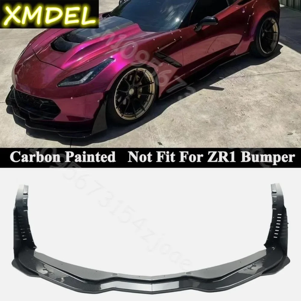 For 2014-19 Corvette C7 Z06 Stage 3 CARBON LOOK Front Lip Winglets & Side Skirts