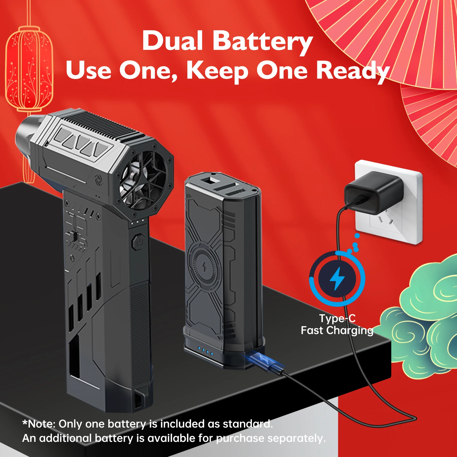 ADINKAM Cool Gift Detachable Battery Violent Blower Fan 250W 110000RPM 320G Pressure Handheld Air Turbo Dust Cleaning Tool