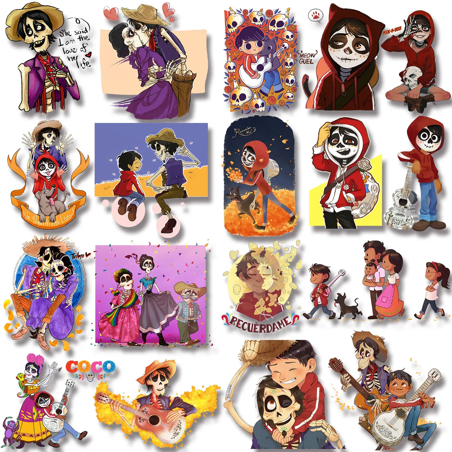 Disney Movie Coco Music Boy Guita Thermal transfer printing Heat transfer stickers for t shirt Patches for clothing