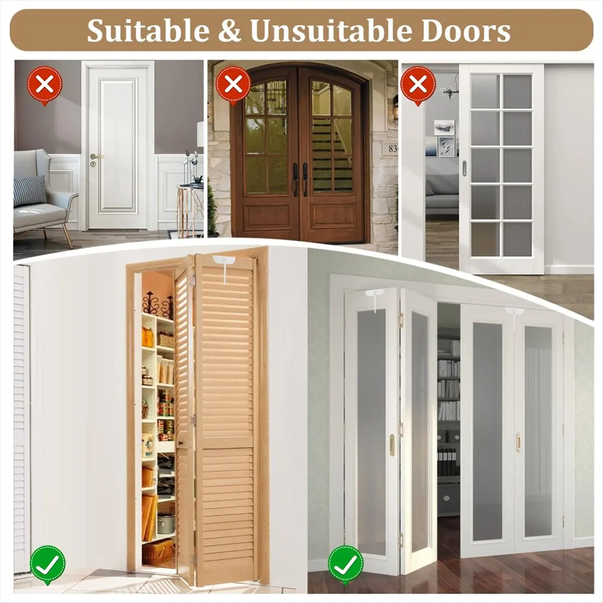 

ABZT Metal Bifold Door Lock, Bi-Fold Door Lock Installation-Free, Lock for Bifold Closet Doors Security and Convenience Door