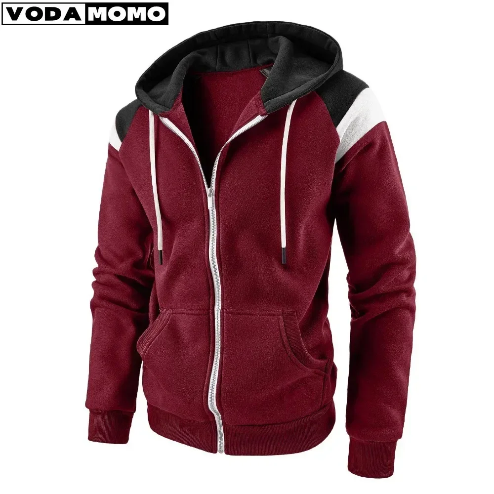 

2023 New Men's Hoodie Contrast Color Fashion Sweater Men's Casual Sports Cardigan Long Sleeved Zipper Top Men Clothing Korean