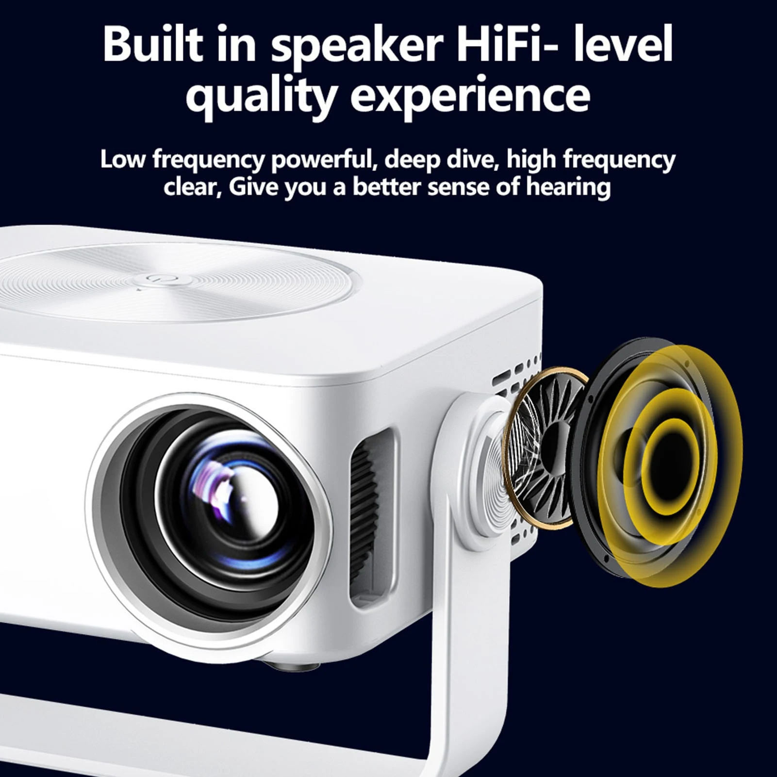 Projecteur WiFi Projecteur portable 360 °   Rotation LED 1080P Correction automatique Keystone avec télécommande pour les sessions de jeu