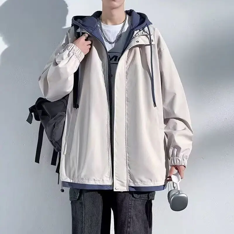 

Куртка с капюшоном для подростков, однотонная, свободного кроя, из полиэстера, для весны, осени и зимы, повседневная одежда