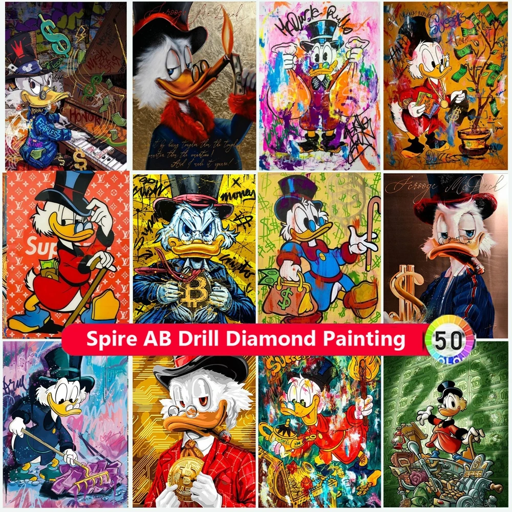 

Disney Donald Duck Money 5d Diy AB Diamond Painting Embroidery Funny Color Graffiti Art Cross Stitch Mosaic Home Decor Kids Gift