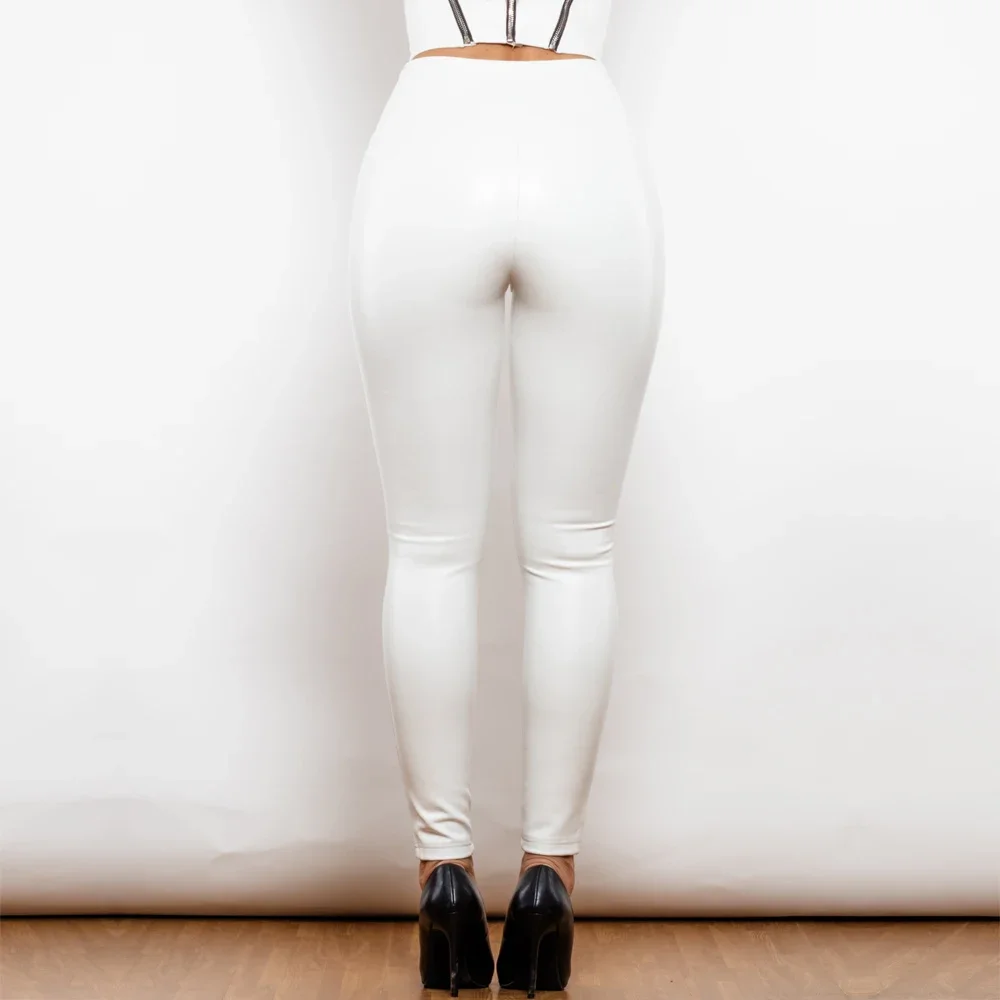 Shascullfites Melody Regular White High Waist Leather V Shape Leggings Sports Tights Woman Insulated Tights Clothes for Women
