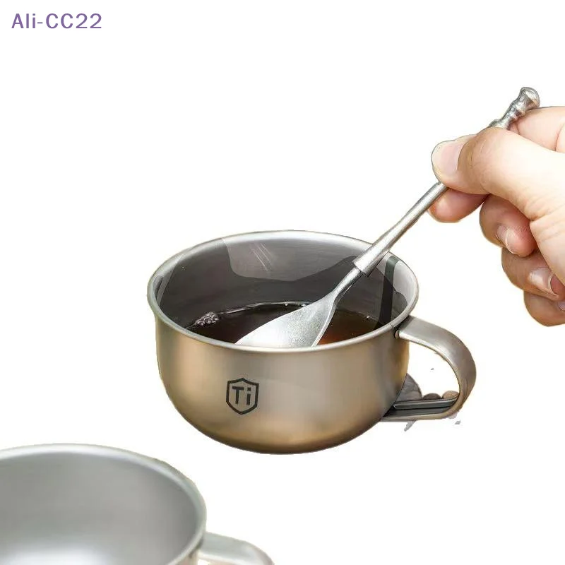 {MX} 80/220ml Tragbarer Camping-Wasserbecher Titan-Tee-Kaffee-Tasse Outdoor-Bergsteiger-Trinkbecher