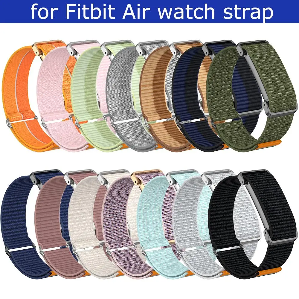 Metal Protective Case Nylon Strap For Google Fitbit Air Ultra-Slim Feather-Light Breathable Quick Release Replacement Wrist Band