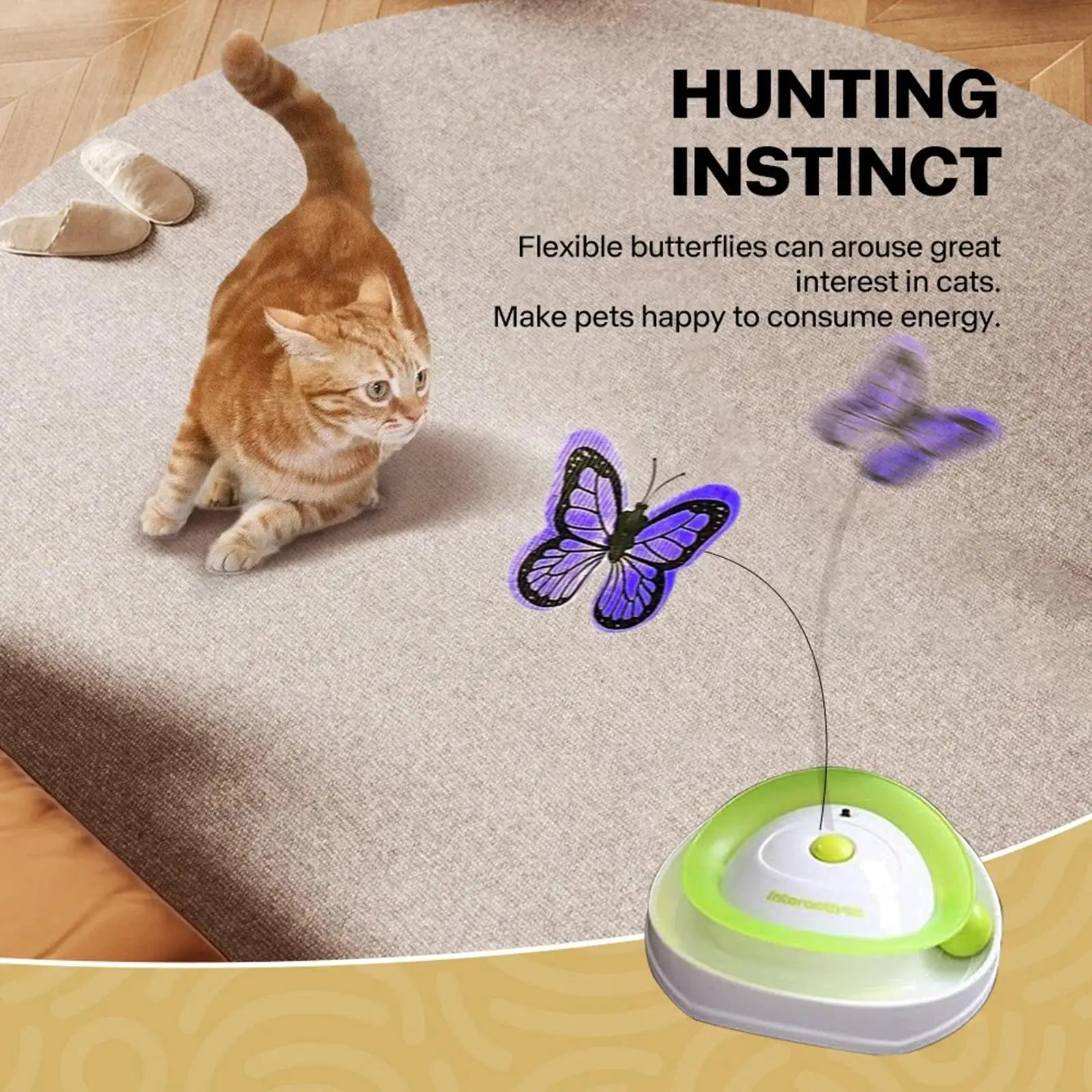 

2 in 1 Automatic Teaser Fluttering Butterfly Track Ball Electronic Interactive Cat Toy Smart for Kitty Playing Small Medium Cats