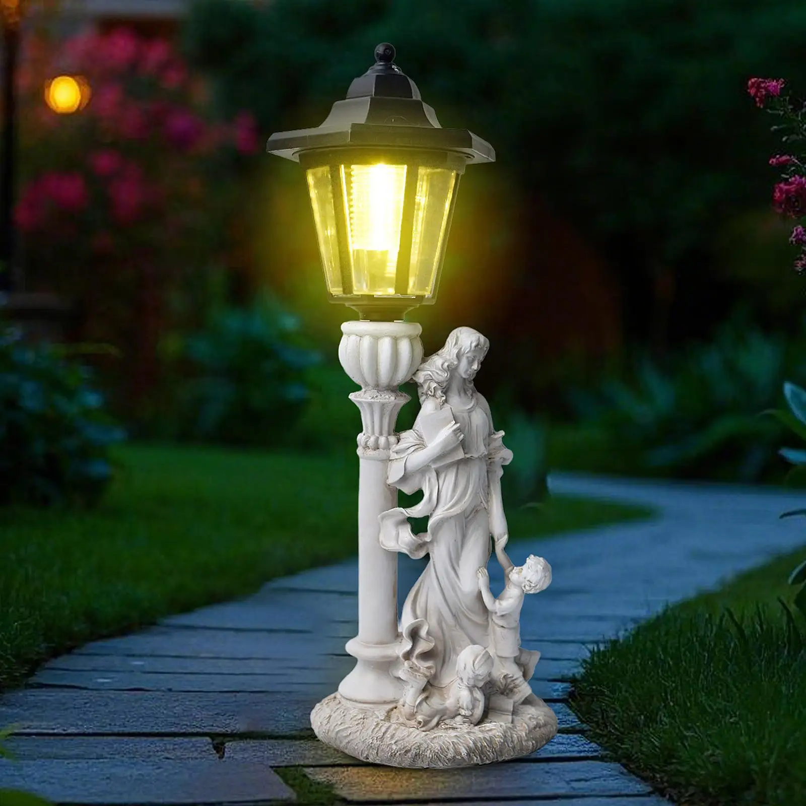 

Современная садовая статуэтка из смолы «Мать и дети» с солнечной подсветкой для декора патио, газона, двора, веранды