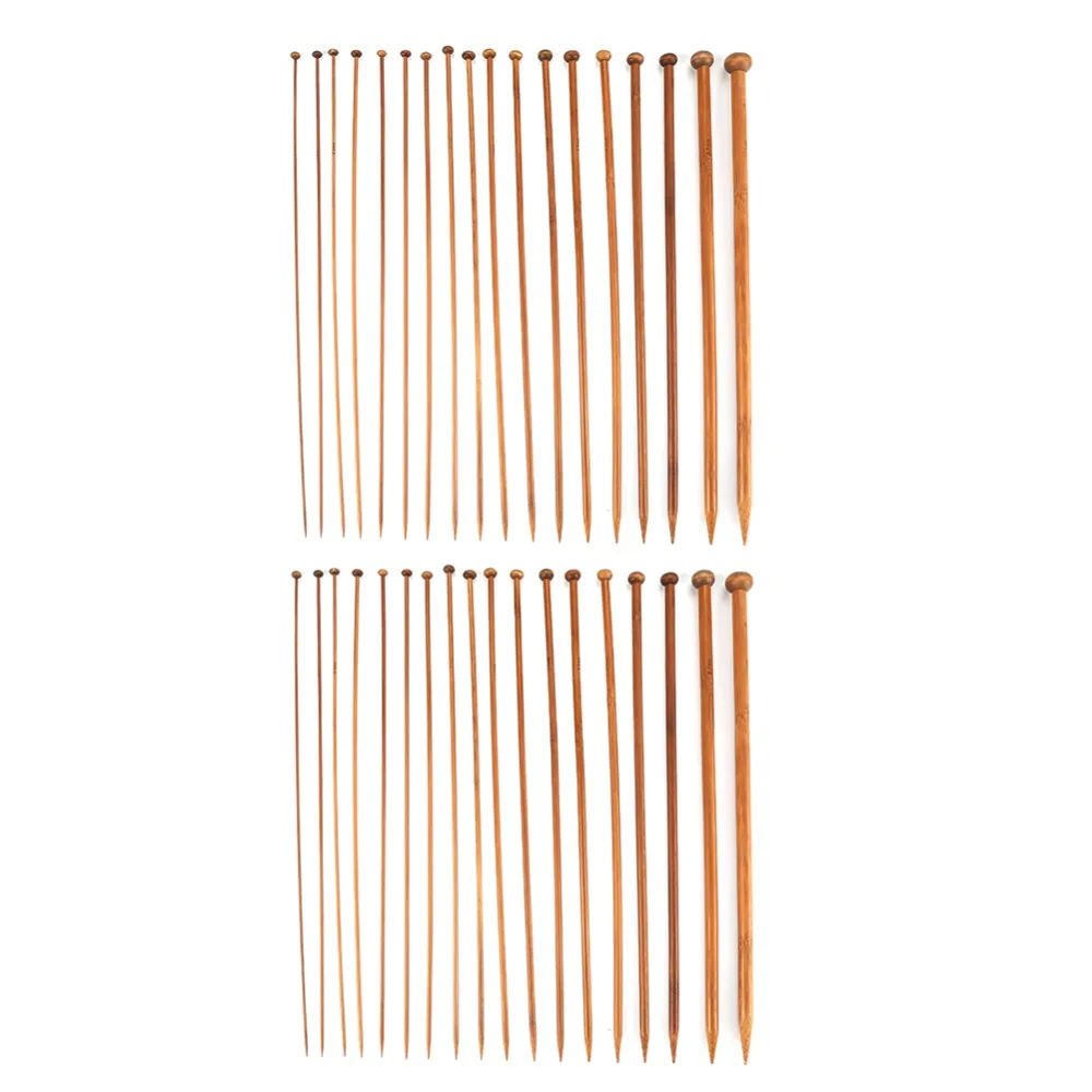36pcs Durable 0.2-1cm Sizes Knitting Needles Set Single Point Design Carbonized Finish Carbonized Needles Wood Needle Set DIY