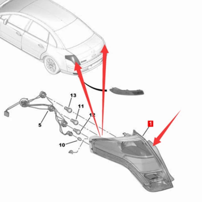Taillight Assembly Brake Stop Light Fog Lamps For Citroen C4 Palas 2006-2012