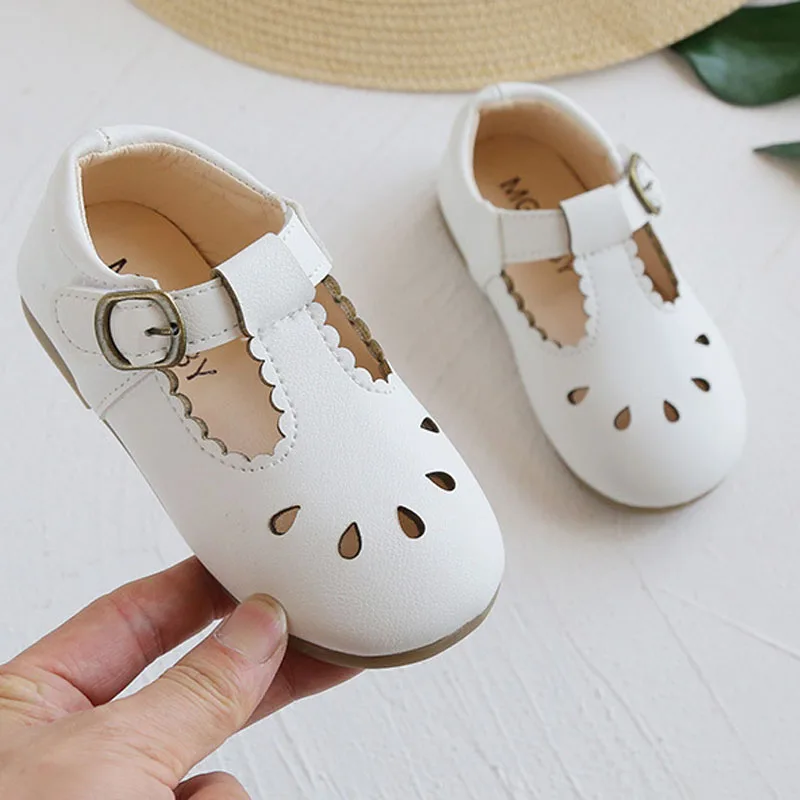 Children Leather Shoes for Boys Girls Shoes Kids Soft Bottom PU Leather Sandals Hollow Baby Toddler Outside Sneakers CSH1250